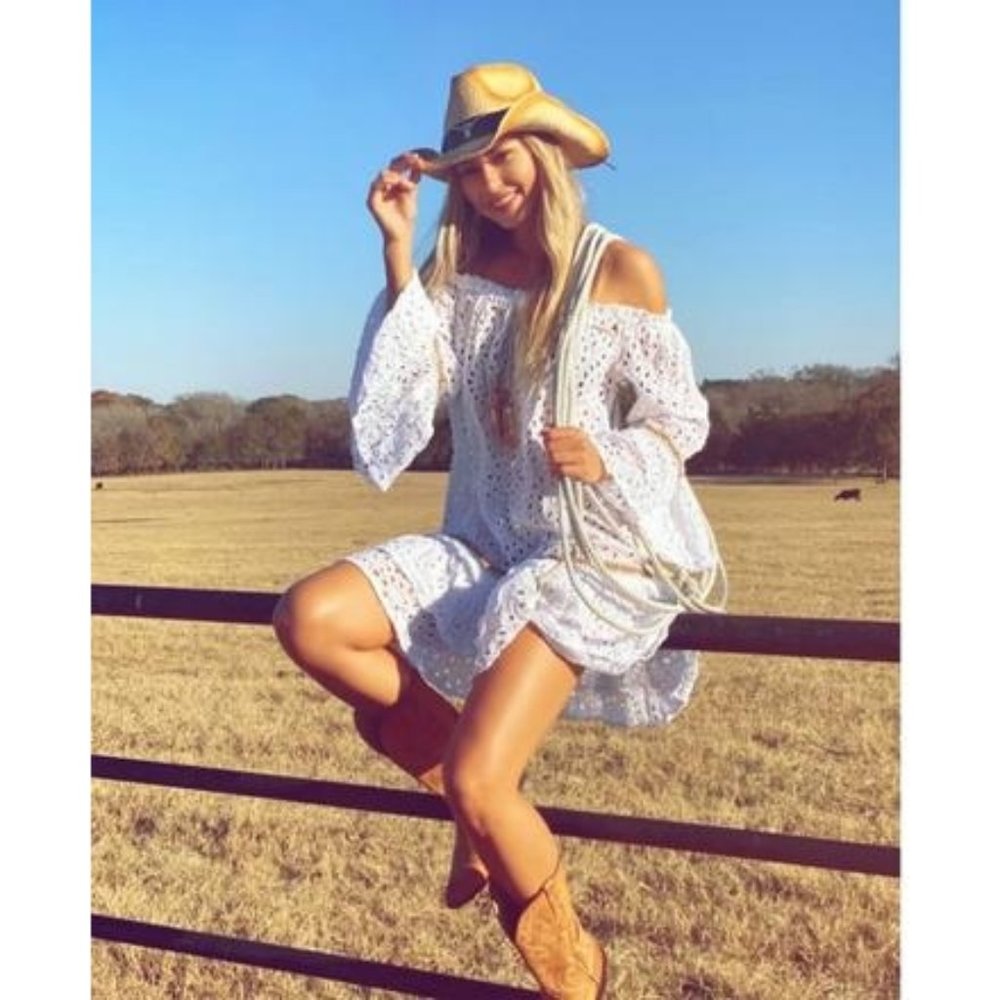 Boho white eyelet tunic - Made in the USA